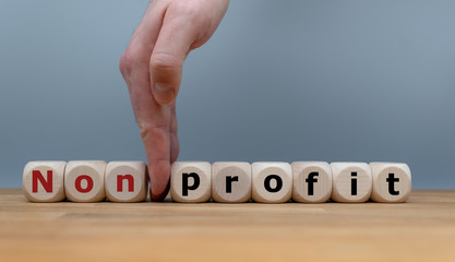 Hand splits the word "Nonprofit" to "Profit".