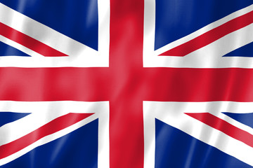 Waving the flag of Great Britain. Illustration, vector.