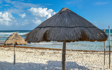 Beach umbrella made from cogon grass.