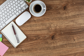Items for business on a light background on the table, view from the top