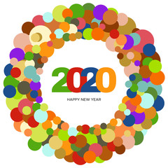 Multi colored circles Happy New Year 2020