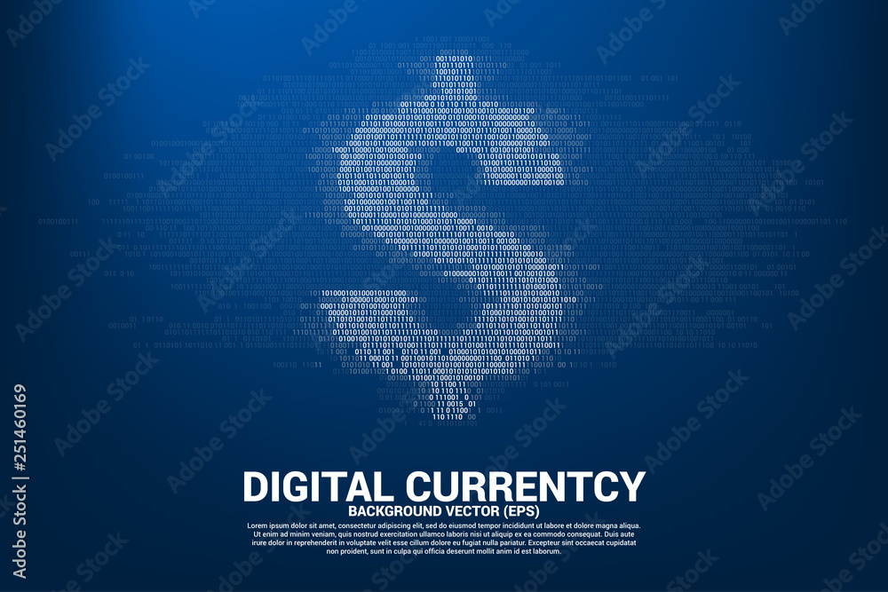 Fototapete Vector money dollar currency with one and zero binary code digit matrix style. Background Concept for electronic money and digital banking