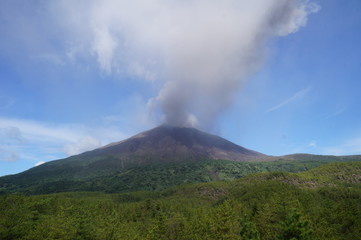 volcano and clouds