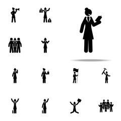 businesswoman, book icon. businesswoman icons universal set for web and mobile