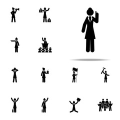 businesswoman, explain icon. businesswoman icons universal set for web and mobile