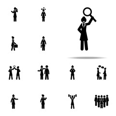 businesswoman, searching icon. businesswoman icons universal set for web and mobile