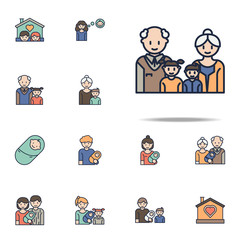 grandparents and grandchildren cartoon icon. Family icons universal set for web and mobile