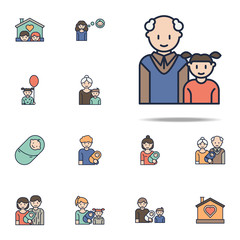 grandfather and granddaughter cartoon icon. Family icons universal set for web and mobile