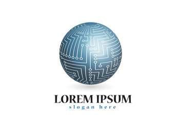Logo technology graphic global quantum chip