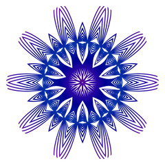 Ethnic Ornamental Mandala. Decorative Design Element. Vector Illustration. Purple blue gradient