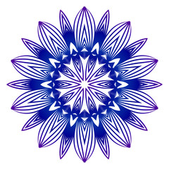 Ethnic Ornamental Mandala. Decorative Design Element. Vector Illustration. Purple blue gradient
