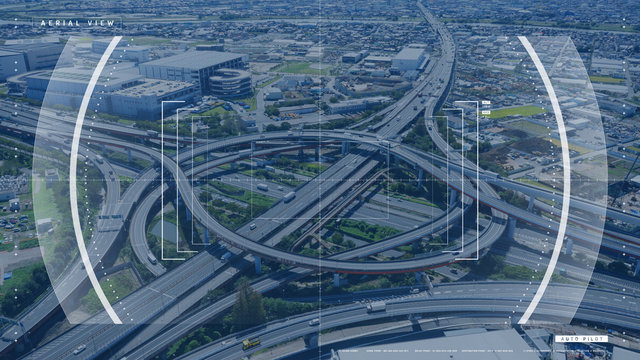 高速道路 空撮 画面