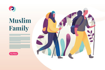 Muslim Couple trekking together