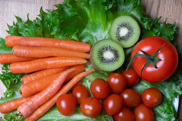 fresh vegetables on wooden table