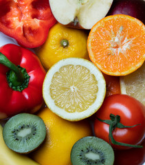 fresh fruits on white background