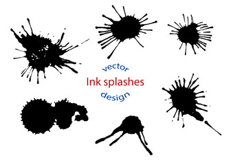 Vector spray, ink, paint, dirt, fluid. Design elements isolated on light background.