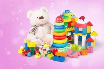 Toys collection isolated on white background