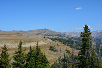 Rocky Mountain landscape of the bighorn mountains in Wyoming.