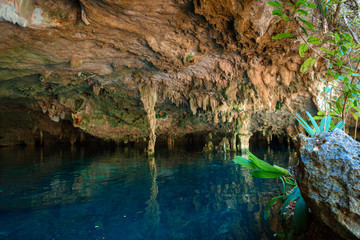 Cenote Dos Ojos with clear blue water