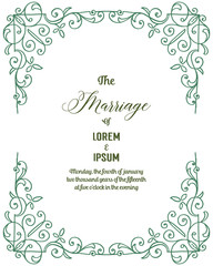 Obraz premium Vector illustration invitation celebration marriage with decoration frame flower hand drawn