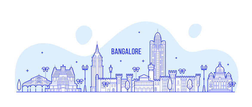 Bangalore Skyline Karnataka India City Vector Line