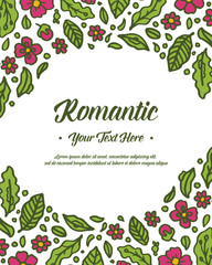 Vector illustration invitation marriage with leaf floral frame hand drawn