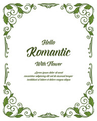 Vector illustration green leaf flower frame for romantic invitation marriage hand drawn