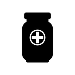 Drug bottle monochrome icon in trendy flat style isolated on white background - vector