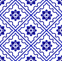 blue and white pattern flower