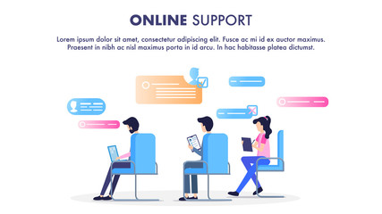Online Support Operator Sit on Chair Workplace