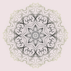 Decorative Ornament With Mandala. Anti-Stress Therapy Pattern. Vector Illustration. Pastel, beige color