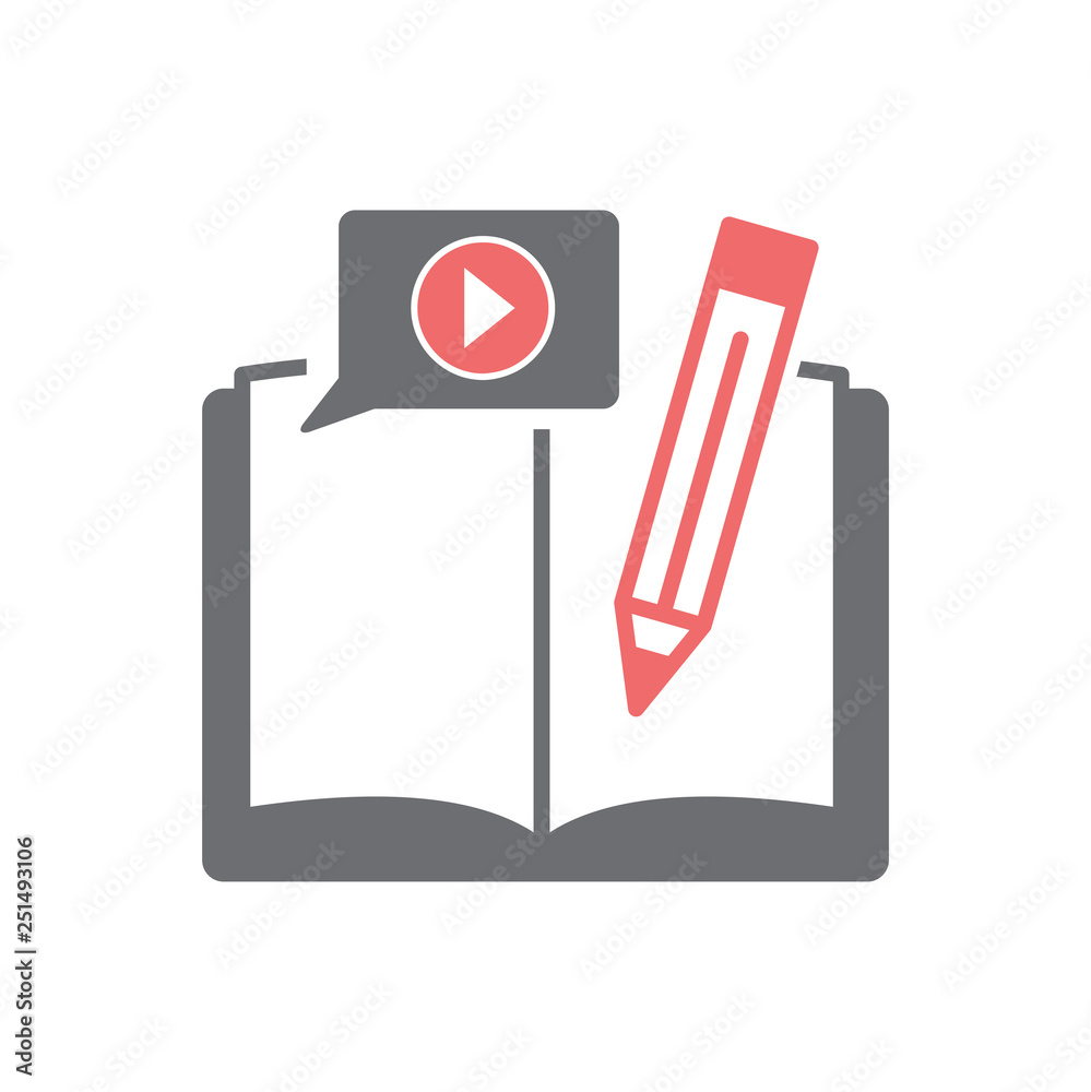 Poster video blogging icon on white background for graphic and web design, modern simple vector sign. inter