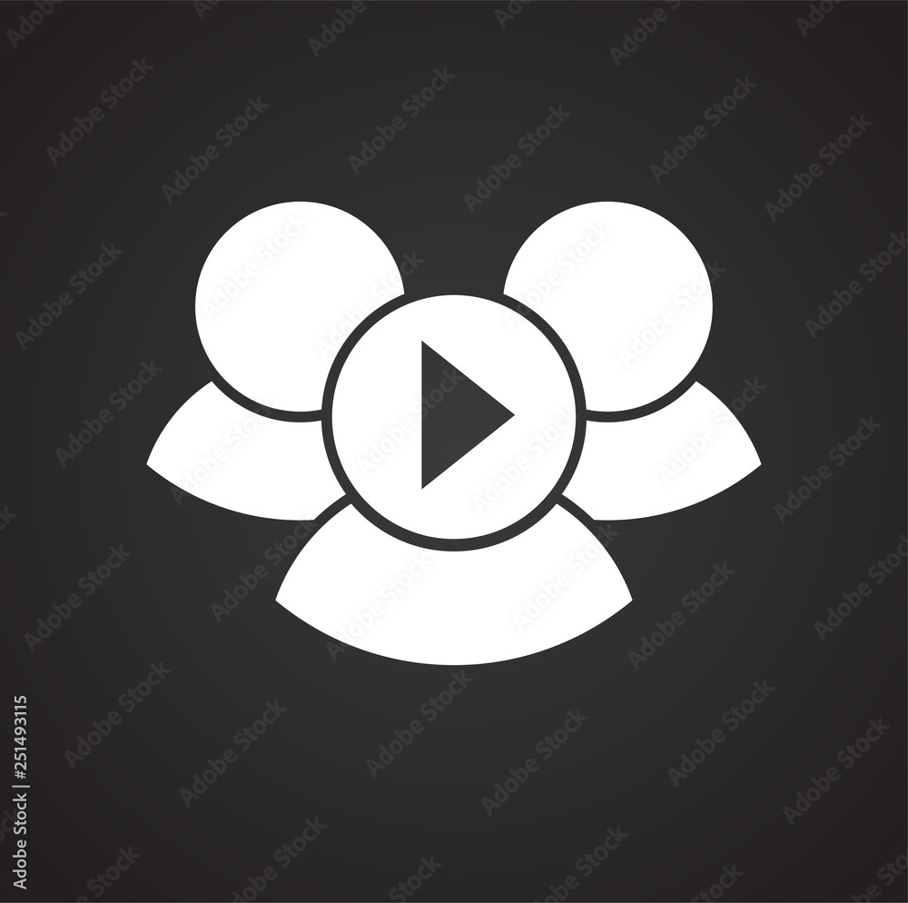 Poster video blogger community icon on black background for graphic and web design, modern simple vector si