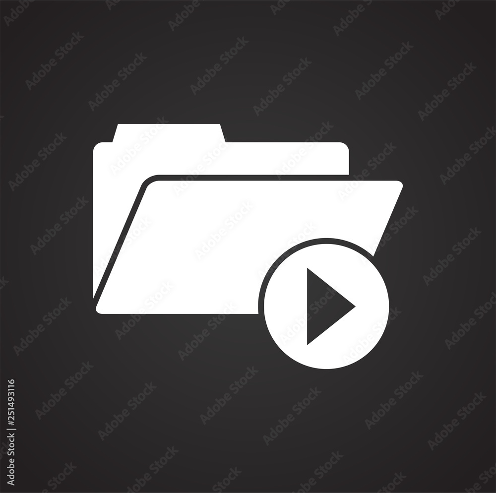 Poster video blogger files icon on black background for graphic and web design, modern simple vector sign. 