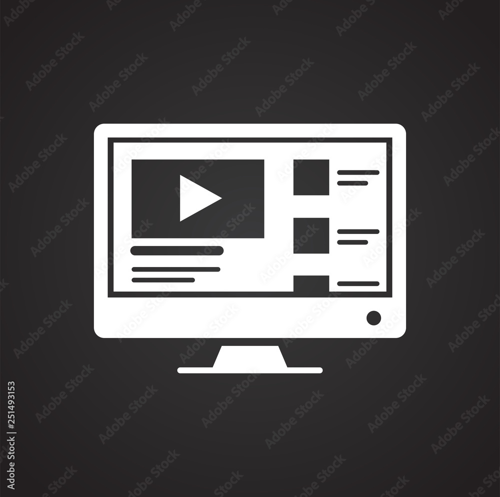 Poster video blog content icon on black background for graphic and web design, modern simple vector sign. i