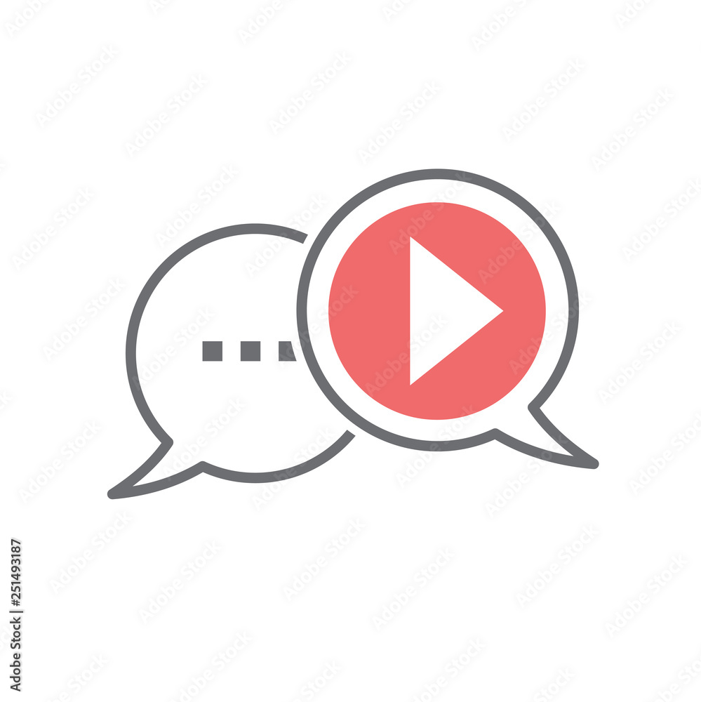 Poster video blogging icon on white background for graphic and web design, modern simple vector sign. inter