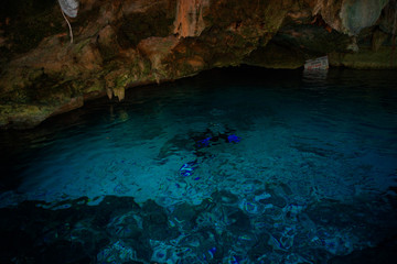 Cenote Dos Ojos with clear blue water