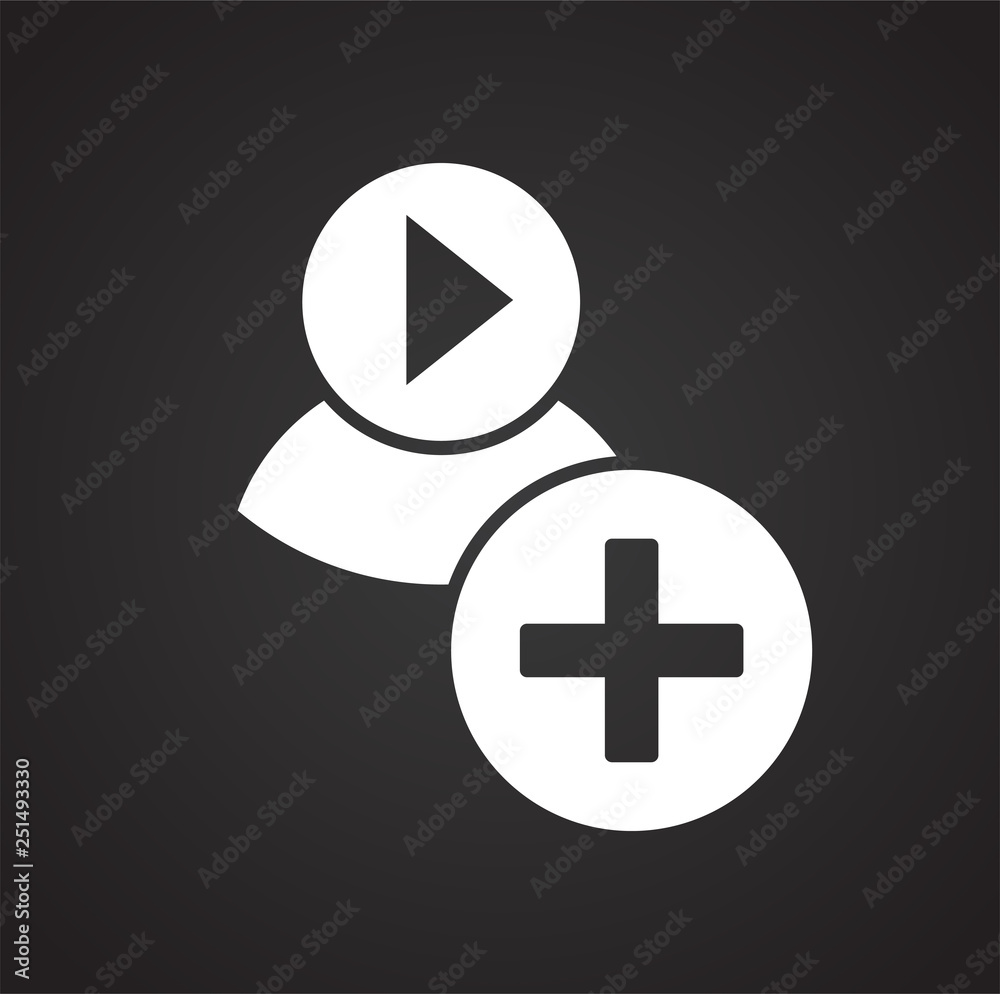 Poster video blogger community icon on black background for graphic and web design, modern simple vector si