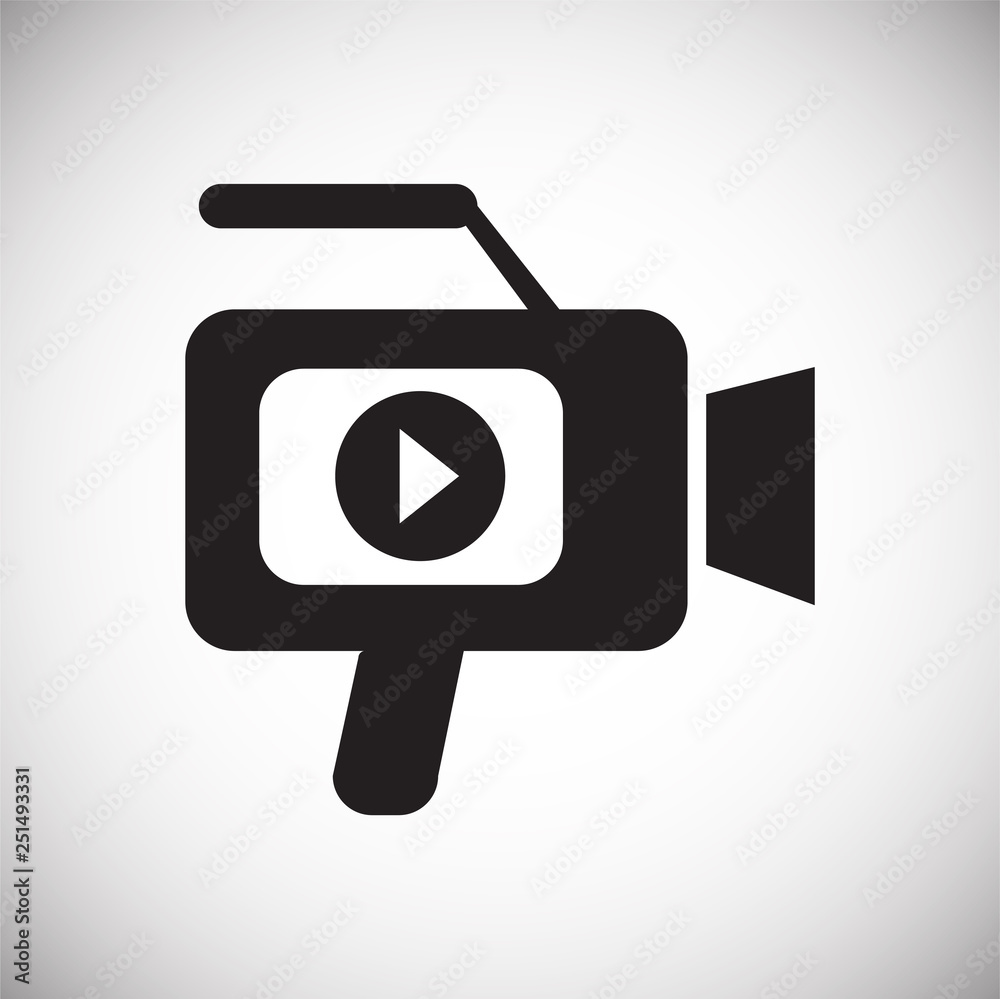 Poster video blogger equipment icon on white background for graphic and web design, modern simple vector si