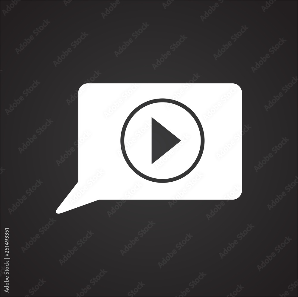 Poster video blogging icon on black background for graphic and web design, modern simple vector sign. inter