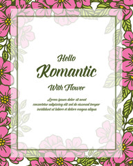 Vector illustration pink bouquets frame with write invitation romantic hand drawn