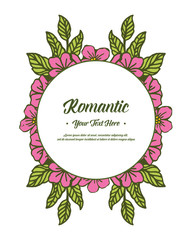 Vector illustration pink bouquets frame with write invitation romantic hand drawn