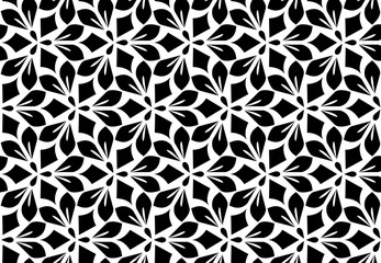 Flower geometric pattern. Seamless vector background. White and black ornament. Ornament for fabric, wallpaper, packaging, Decorative print