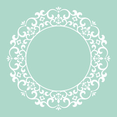 Decorative frame Elegant vector element for design in Eastern style, place for text. Floral blue border. Lace illustration for invitations and greeting cards