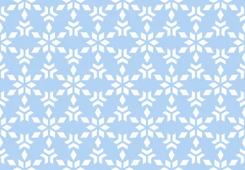 Foto auf Glas Abstraktes geometrisches Muster. Ein nahtloser Vektorhintergrund. Weiße und blaue Verzierung. Grafisches modernes Muster. Einfaches Gittergrafikdesign © ELENA