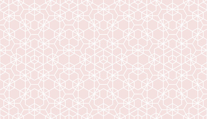 The geometric pattern with lines. Seamless vector background. White and pink texture. Graphic modern pattern. Simple lattice graphic design