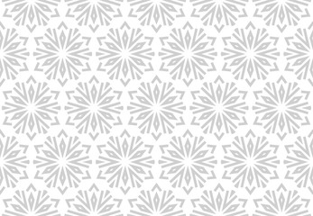 Abstract geometric pattern with lines, snowflakes. A seamless vector background. White and grey texture. Graphic modern pattern