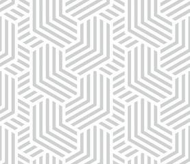 Abstract geometric pattern with stripes, lines. Seamless vector background. White and grey ornament. Simple lattice graphic design.