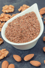 Food containing vitamins and minerals, healthy nutrition concept