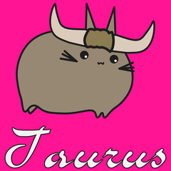 Bunny zodiac sign Taurus in cartoon style